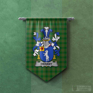 Dehany Irish Clan Tartan Gonfalon, Tartan Banner with Coat of Arms