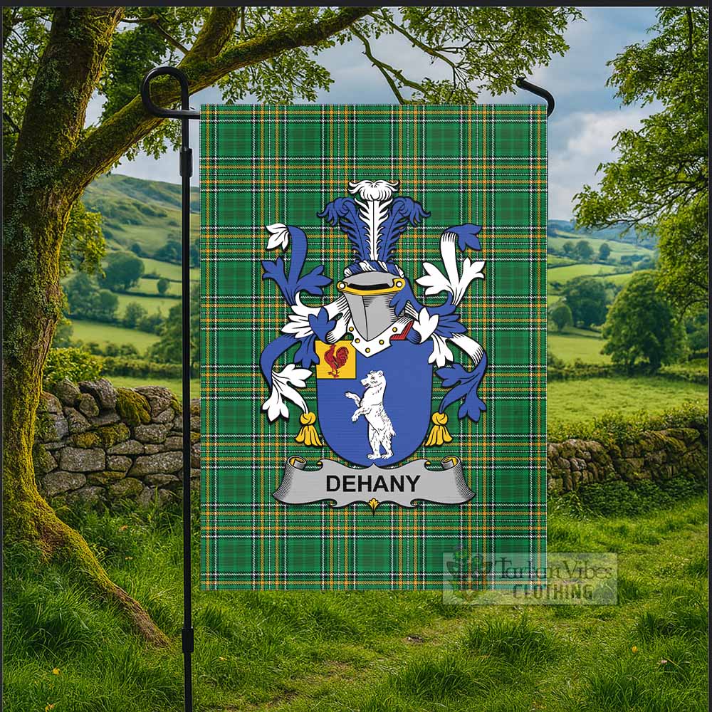 Dehany Irish Clan Tartan Flag with Coat of Arms