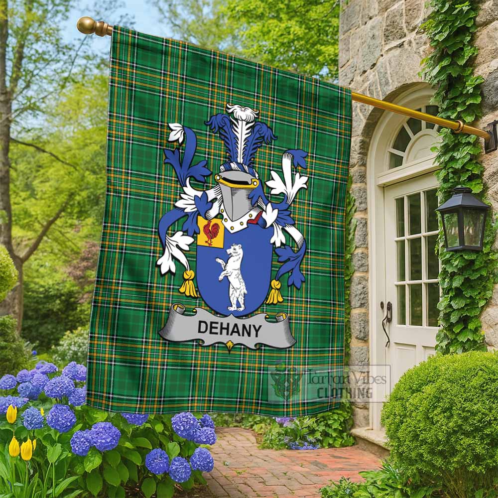 Dehany Irish Clan Tartan Flag with Coat of Arms