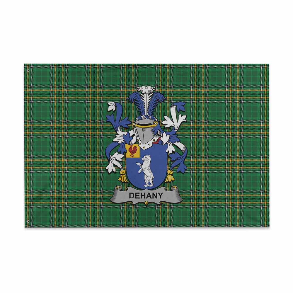 Tartan Vibes Clothing Dehany Irish Clan Tartan House Flag with Coat of Arms