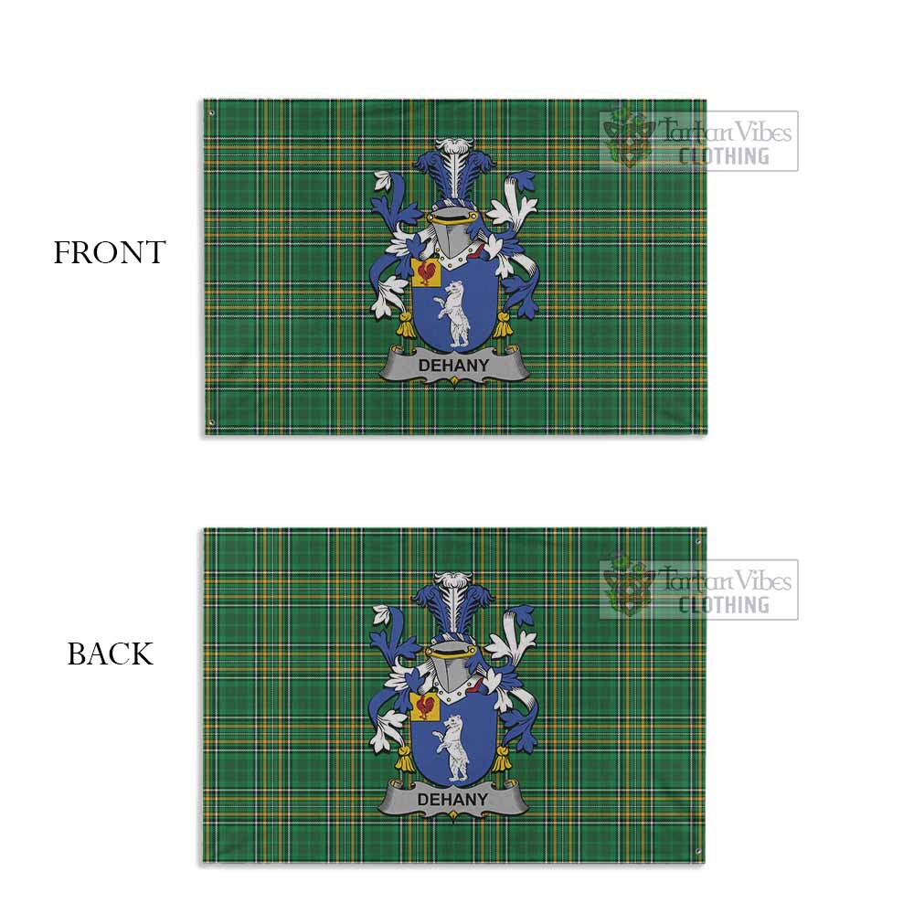 Tartan Vibes Clothing Dehany Irish Clan Tartan House Flag with Coat of Arms