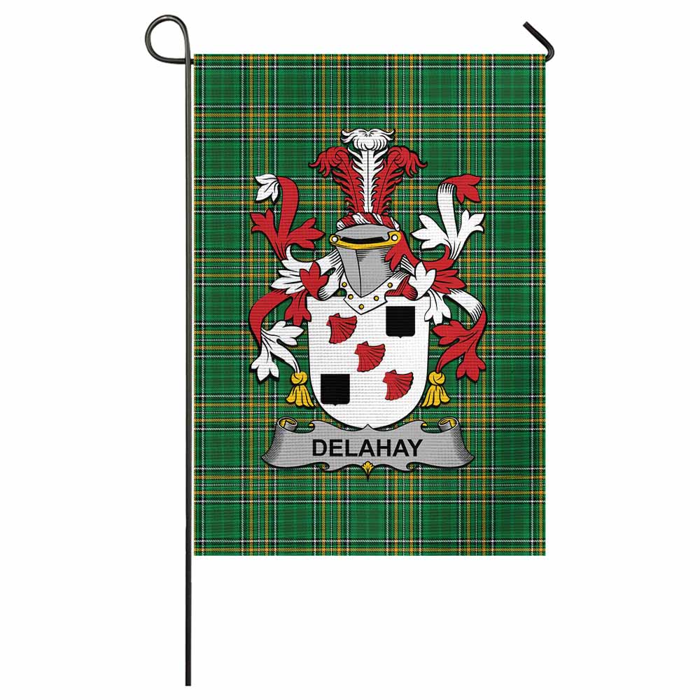 Delahay Irish Clan Tartan Flag with Coat of Arms