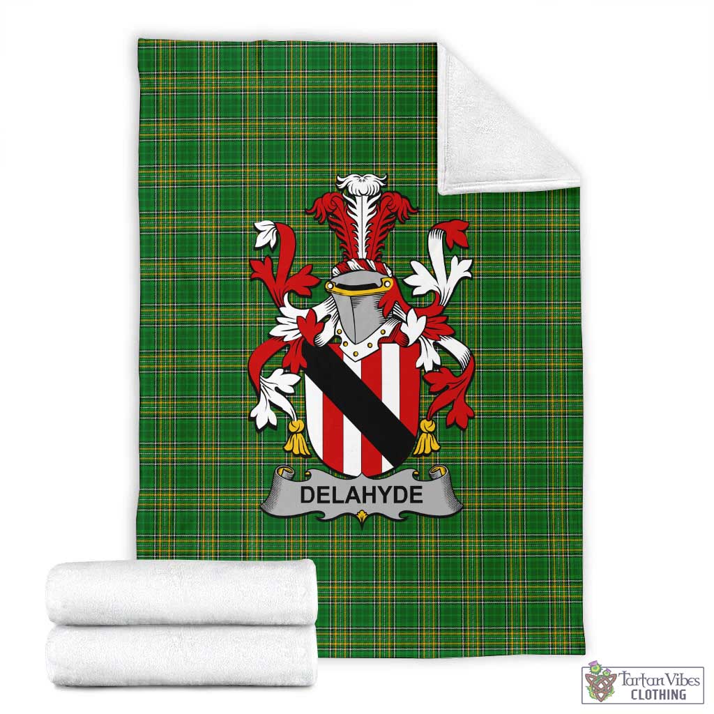 Delahyde Irish Clan Tartan Blanket with Coat of Arms X-Large 59 x 79 inches 150 x 200 cm - Tartan Vibes Clothing