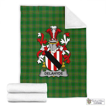 Delahyde Irish Clan Tartan Blanket with Coat of Arms X-Large 59 x 79 inches 150 x 200 cm - Tartan Vibes Clothing