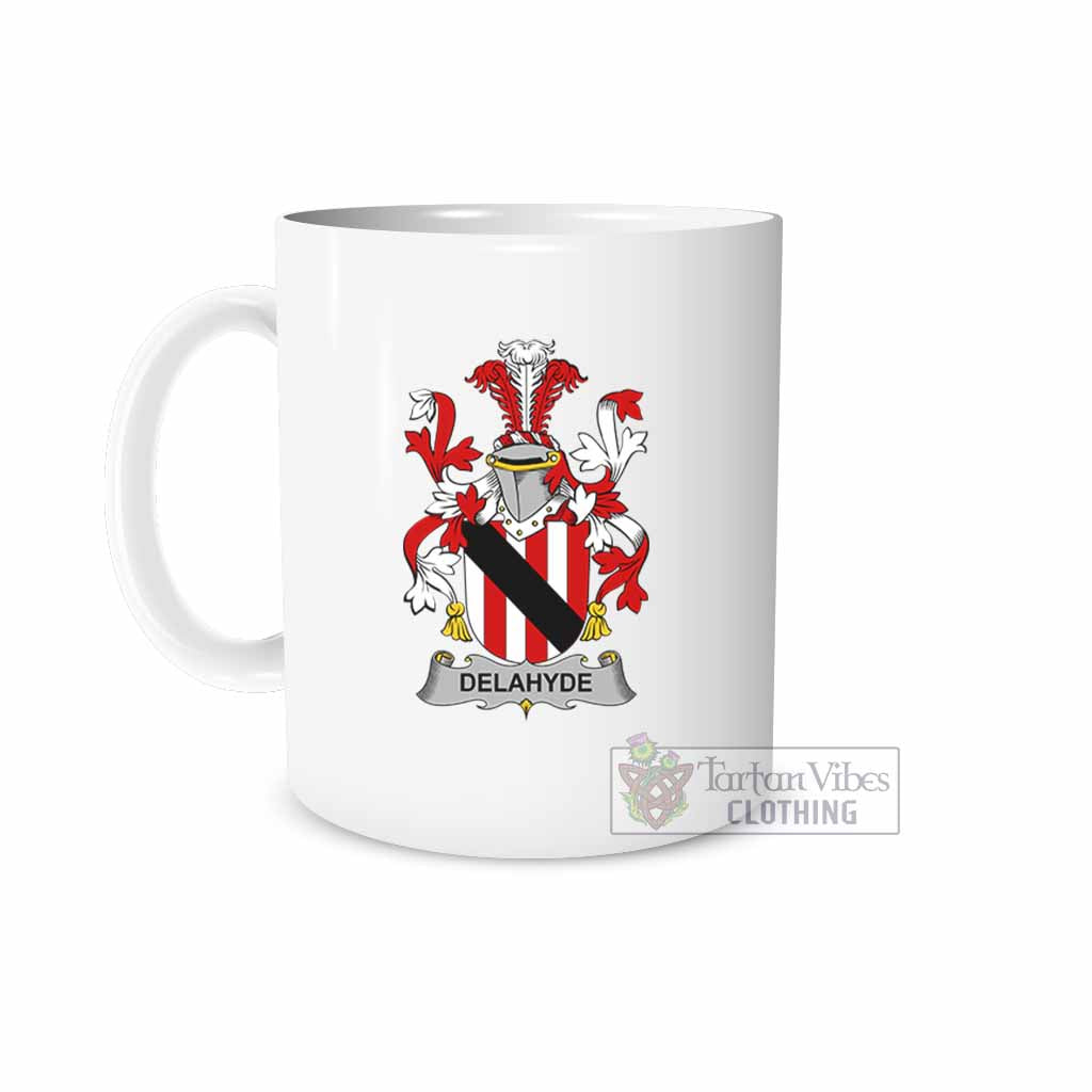 Delahyde Irish Clan Coat of Arms Ceramic Mug White - 2D-tartanvibesclothing