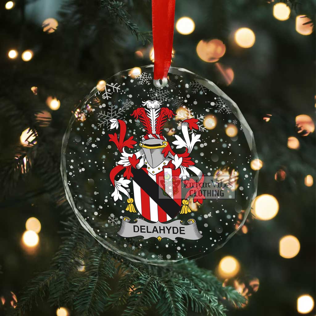 Delahyde Irish Clan Christmas Glass Ornament with Coat of Arms - 2D-tartanvibesclothing