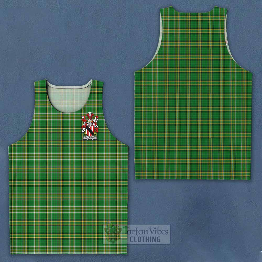 Tartan Vibes Clothing Delahyde Irish Clan Tartan Men's Tank Top with Coat of Arms