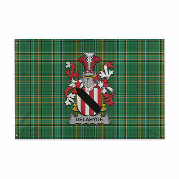 Delahyde Irish Clan Tartan House Flag with Coat of Arms