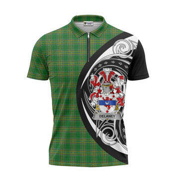 Tartan Vibes Clothing Delaney Irish Clan Zipper Polo Shirt Celtic Circle Style