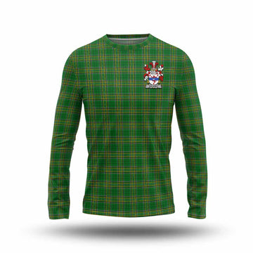 Tartan Vibes Clothing Delaney Irish Clan Tartan Long Sleeve T-Shirt with Coat of Arms