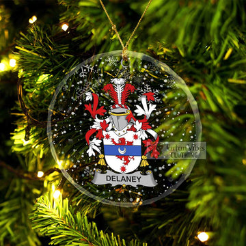 Delaney Irish Clan Christmas Glass Ornament with Coat of Arms