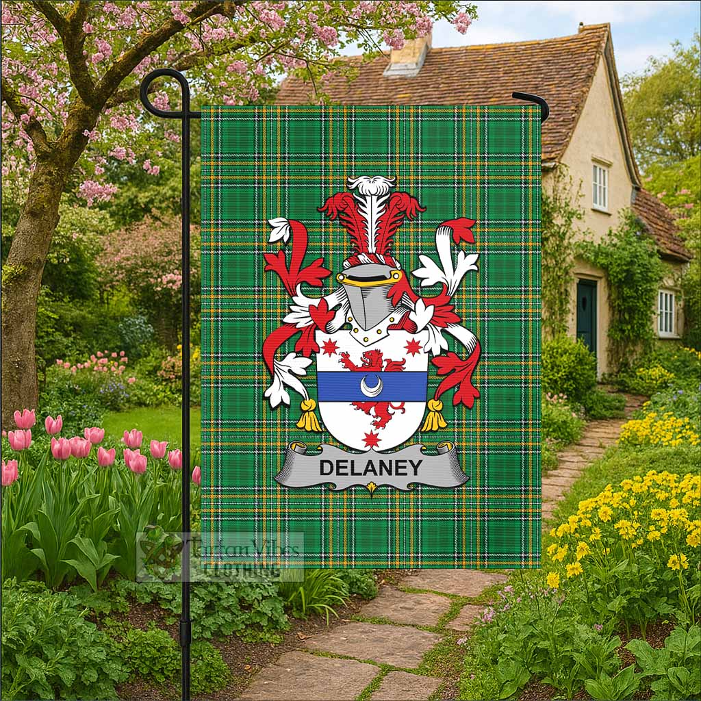Delaney Irish Clan Tartan Flag with Coat of Arms