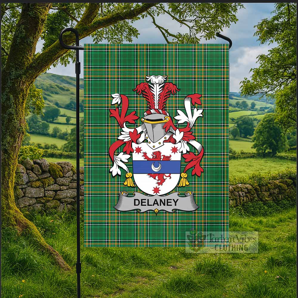 Delaney Irish Clan Tartan Flag with Coat of Arms