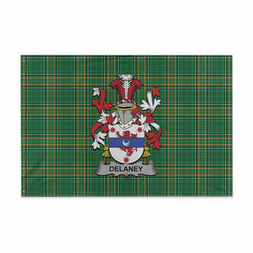 Delaney Irish Clan Tartan House Flag with Coat of Arms