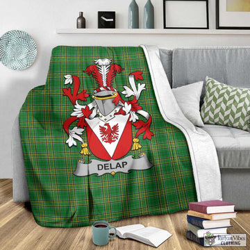 Tartan Vibes Clothing Delap Irish Clan Tartan Blanket with Coat of Arms