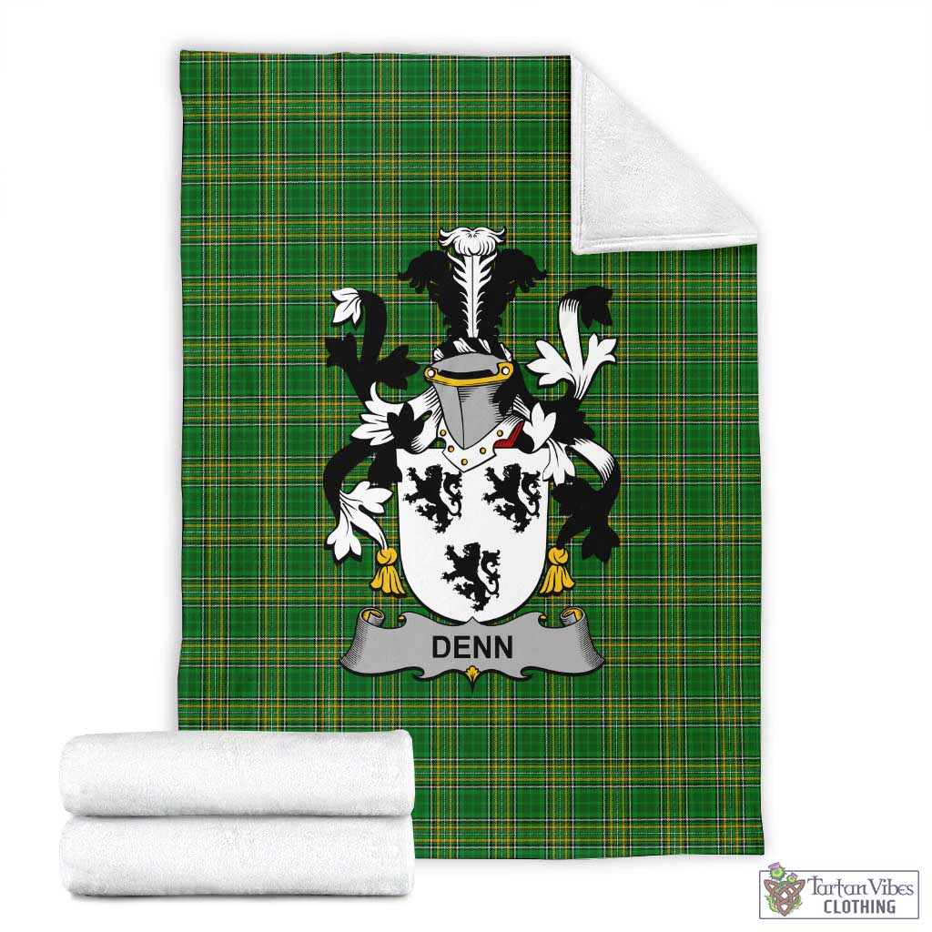 Denn Irish Clan Tartan Blanket with Coat of Arms X-Large 59 x 79 inches 150 x 200 cm - Tartan Vibes Clothing