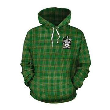 Denn Irish Clan Tartan Cotton Hoodie with Coat of Arms Pullover Hoodie XS - Tartan Vibes Clothing
