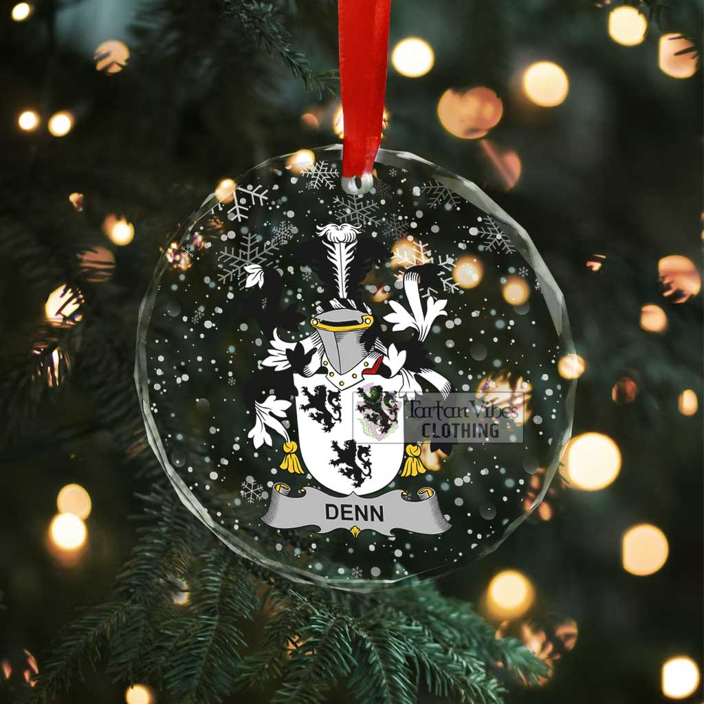 Denn Irish Clan Christmas Glass Ornament with Coat of Arms - 2D-tartanvibesclothing