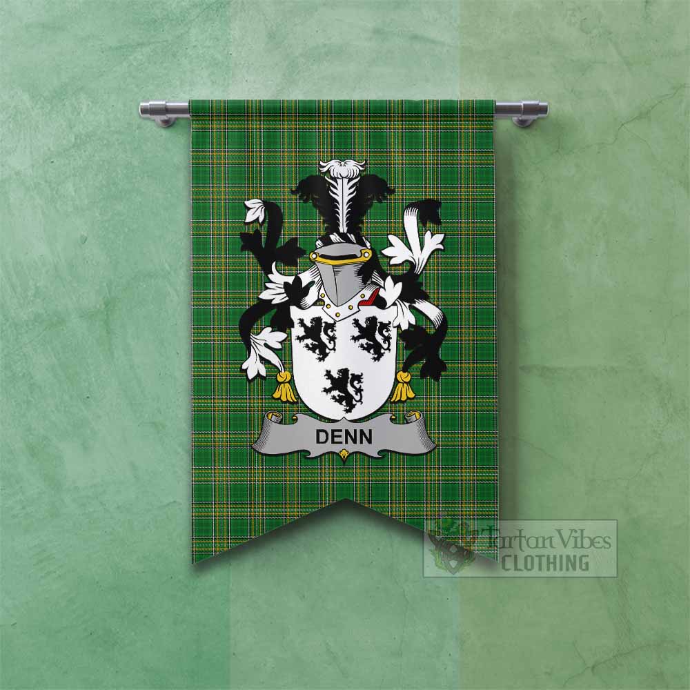 Denn Irish Clan Tartan Gonfalon, Tartan Banner with Coat of Arms Fishtail - Tartan Vibes Clothing