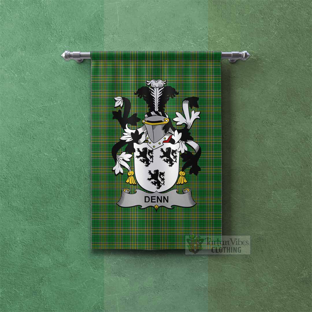 Denn Irish Clan Tartan Gonfalon, Tartan Banner with Coat of Arms Rectangle - Tartan Vibes Clothing