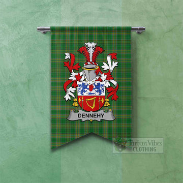 Dennehy Irish Clan Tartan Gonfalon, Tartan Banner with Coat of Arms