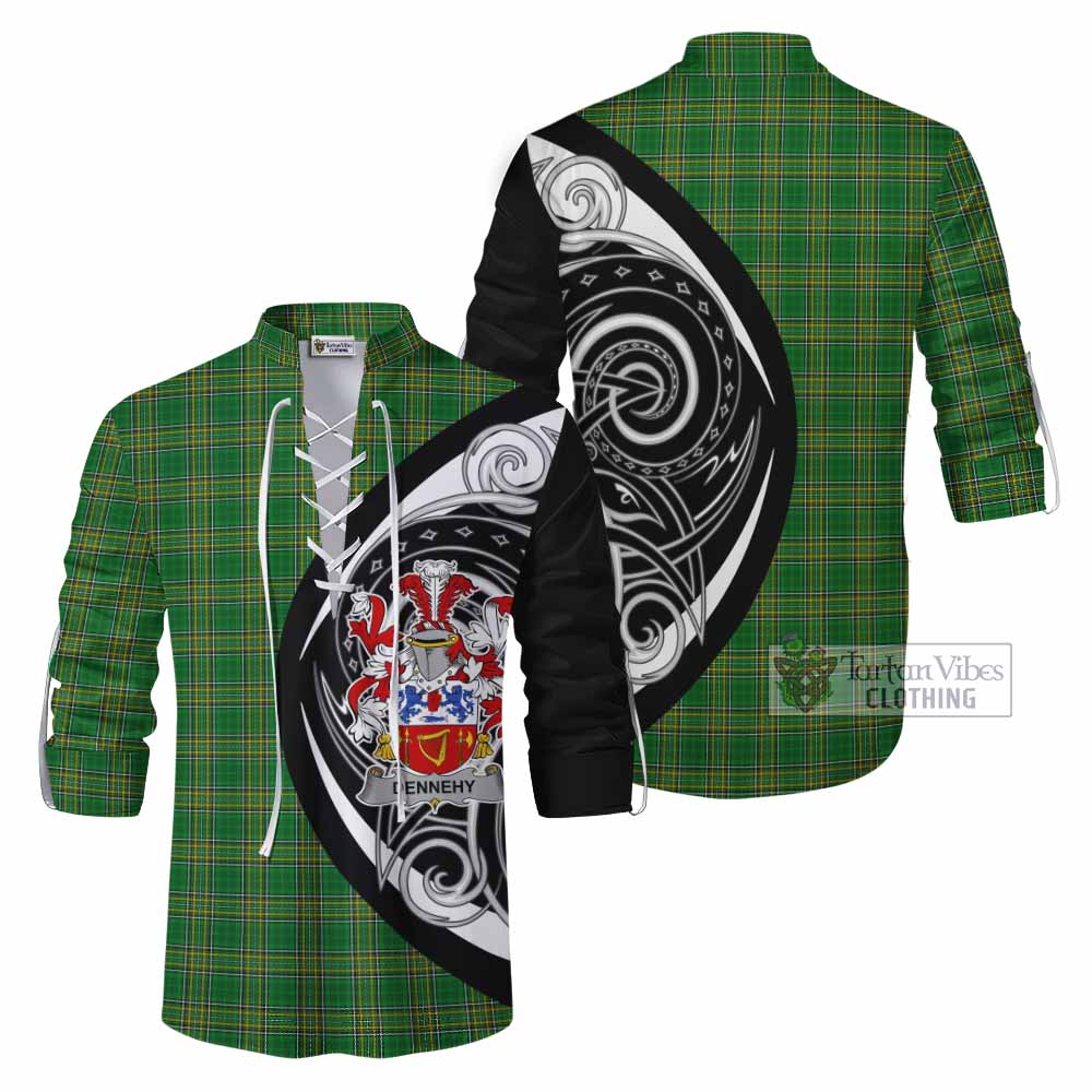 Tartan Vibes Clothing Dennehy Irish Clan Ghillie Kilt Shirt Celtic Circle Style