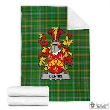 Tartan Vibes Clothing Dennis Irish Clan Tartan Blanket with Coat of Arms
