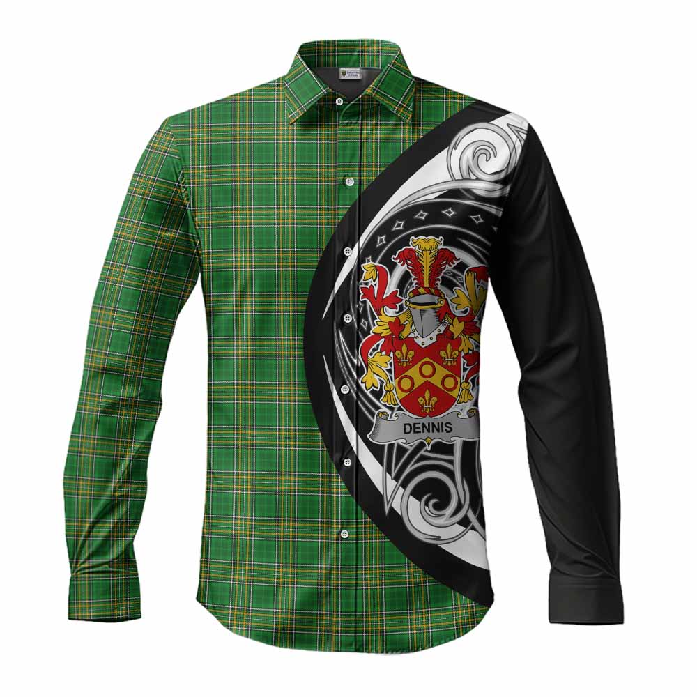Tartan Vibes Clothing Dennis Irish Clan Long Sleeve Button Shirt Celtic Circle Style