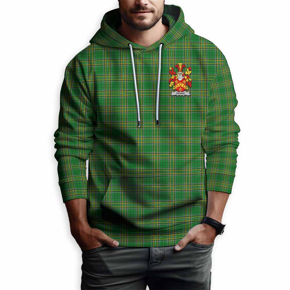 Dennis Irish Clan Tartan Hoodie with Coat of Arms
