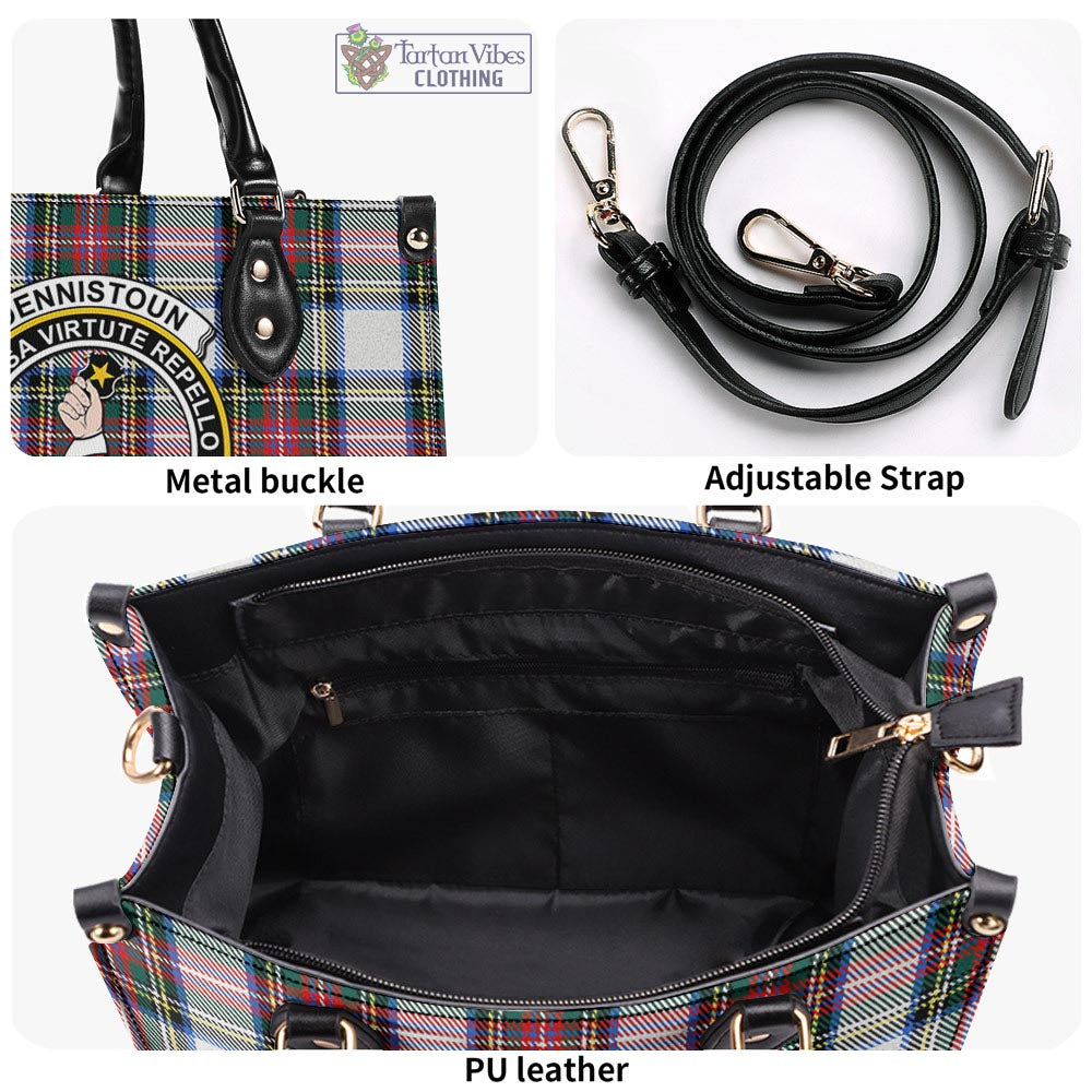 Dennistoun Tartan Luxury Leather Handbags with Family Crest - Tartan Vibes Clothing