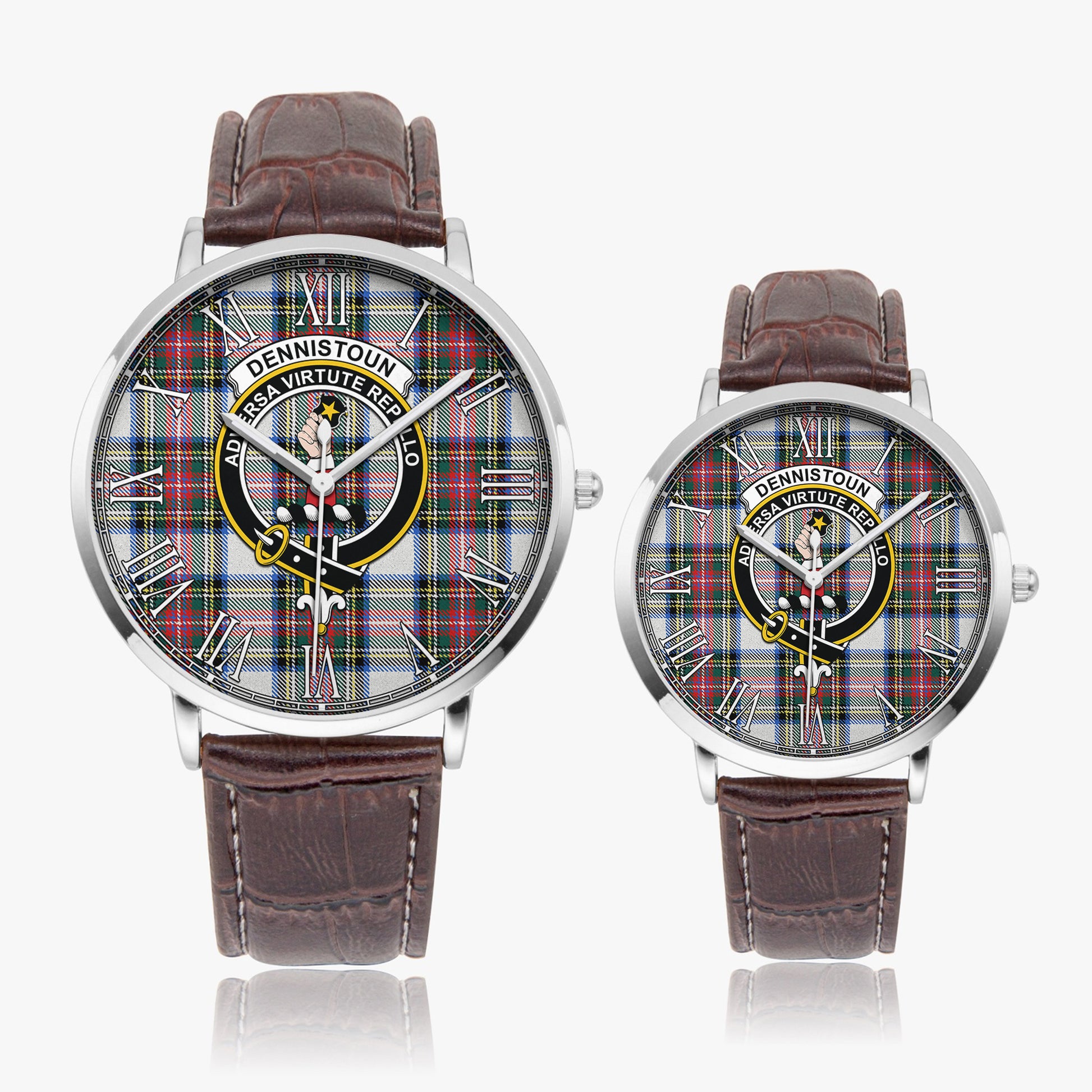 Dennistoun Tartan Family Crest Leather Strap Quartz Watch - Tartan Vibes Clothing