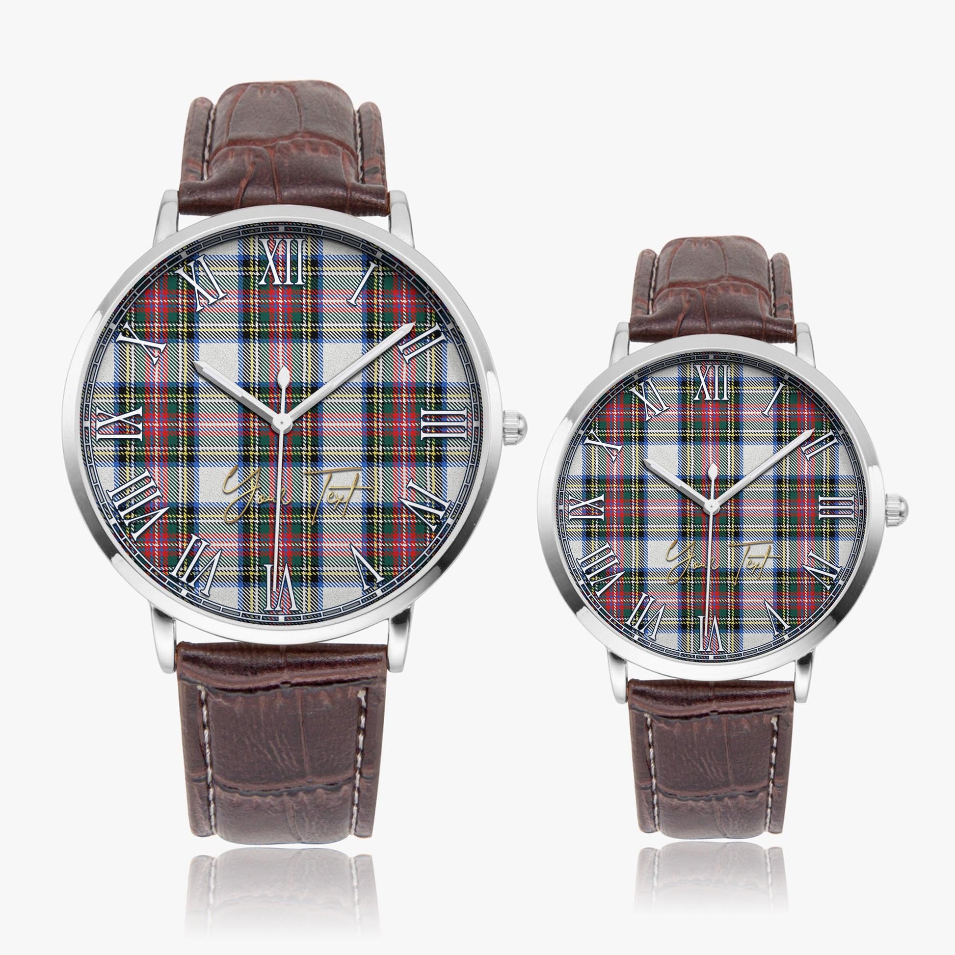 Dennistoun Tartan Personalized Your Text Leather Trap Quartz Watch - Tartan Vibes Clothing