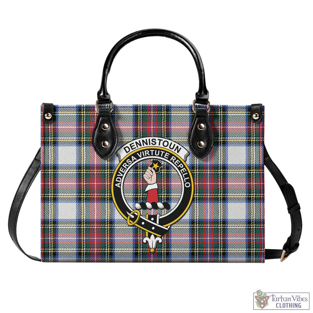 Dennistoun Tartan Luxury Leather Handbags with Family Crest - Tartan Vibes Clothing