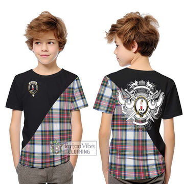Dennistoun Tartan Kid T-Shirt with Family Crest and Military Logo Style Youth XL Size14 - Tartan Vibes Clothing
