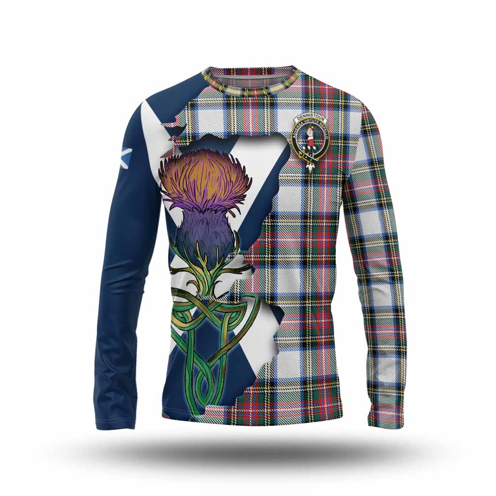Dennistoun Tartan Family Crest Long Sleeve T-Shirt Scottish Thistle Celtic Inspired Unisex - Tartan Vibes Clothing