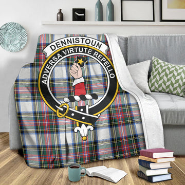 Dennistoun Tartan Blanket with Family Crest X-Large 59 x 79 inches 150 x 200 cm - Tartan Vibes Clothing