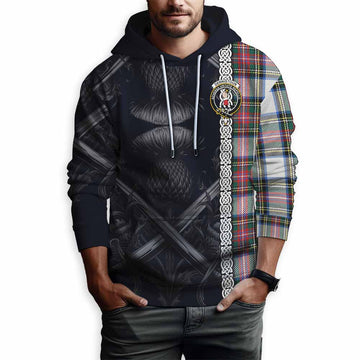 Dennistoun Tartan Hoodie with Family Crest Cross Sword Thistle Celtic Vibes Pullover Hoodie - Tartan Vibes Clothing