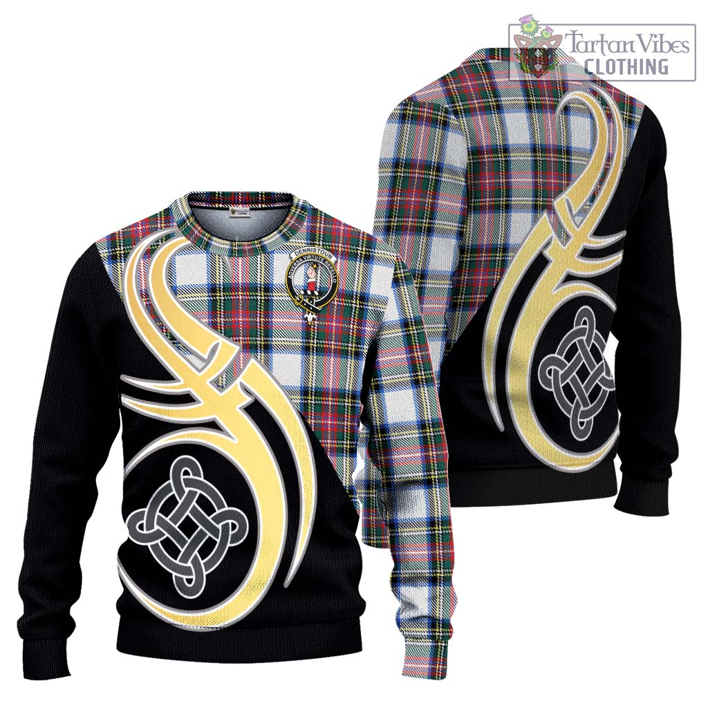 Dennistoun Tartan Ugly Sweater with Family Crest and Celtic Symbol Style Unisex - Tartan Vibes Clothing