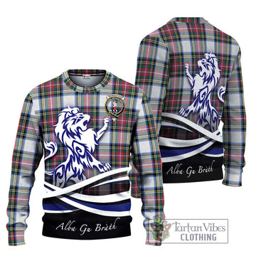 Dennistoun Tartan Ugly Sweater with Alba Gu Brath Regal Lion Emblem Unisex - Tartan Vibes Clothing