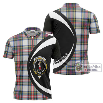 Dennistoun Tartan Zipper Polo Shirt with Family Crest Circle Style Unisex - Tartan Vibes Clothing