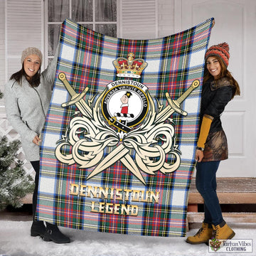 Dennistoun Tartan Blanket with Clan Crest and the Golden Sword of Courageous Legacy