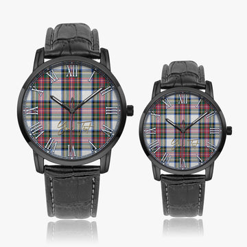Dennistoun Tartan Personalized Your Text Leather Trap Quartz Watch Wide Type - Tartan Vibes Clothing