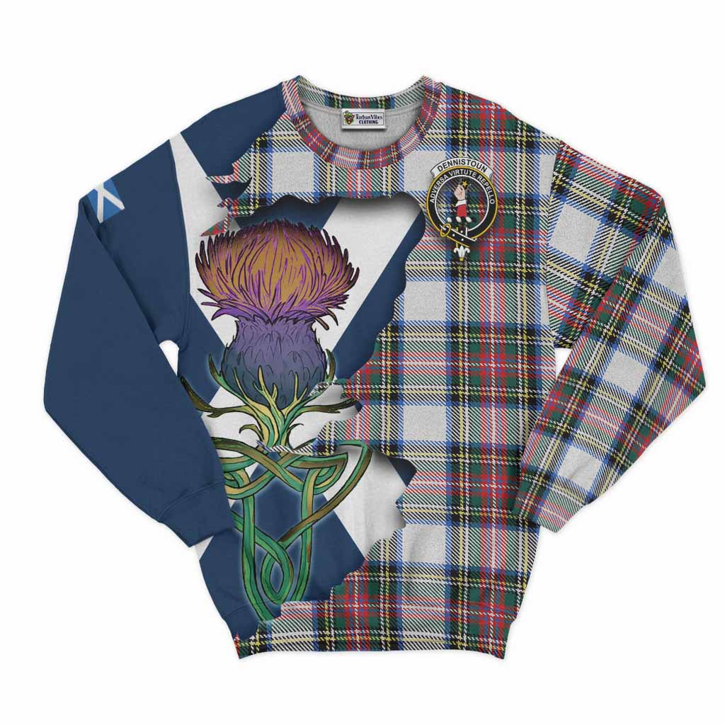 Dennistoun Tartan Family Crest Sweatshirt Scottish Thistle Celtic Inspired Unisex - Tartan Vibes Clothing