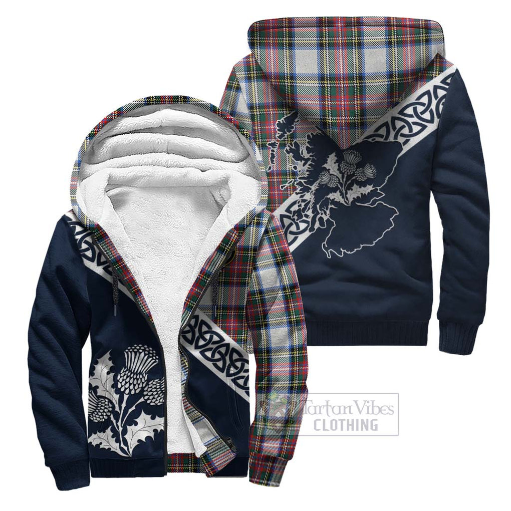 Dennistoun Tartan Sherpa Hoodie Featuring Thistle and Scotland Map Unisex - Tartan Vibes Clothing