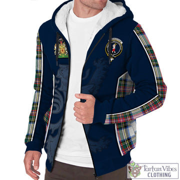 Dennistoun Tartan Sherpa Hoodie with Family Crest and Lion Rampant Vibes Sport Style Unisex - Tartan Vibes Clothing