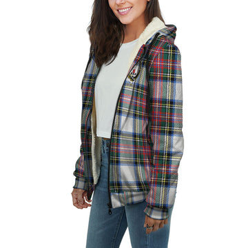 Dennistoun Tartan Sherpa Hoodie with Family Crest Unisex - Tartan Vibes Clothing