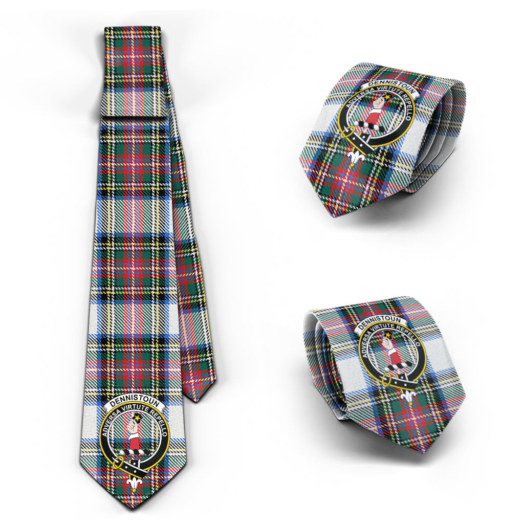 Dennistoun Tartan Classic Necktie with Family Crest Necktie One Size - Tartan Vibes Clothing