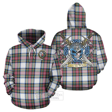 Dennistoun Tartan Hoodie with Family Crest Celtic Skull Style Zip Hoodie - Tartan Vibes Clothing