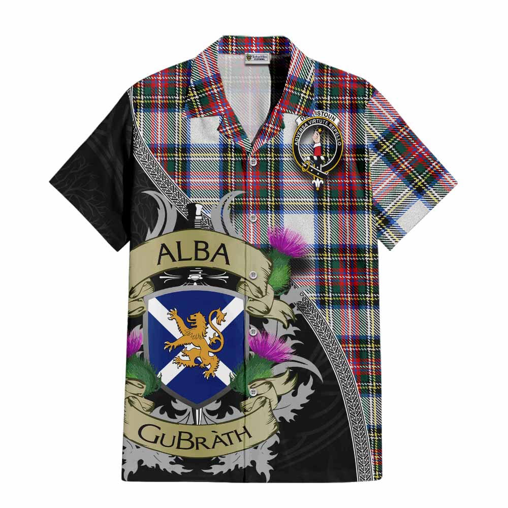 Dennistoun Tartan Family Crest Hawaiian Shirt Lion Rampant Royal Thistle Shield Celtic Inspired Kid - Tartan Vibes Clothing