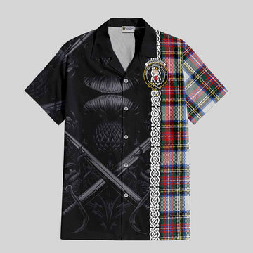 Dennistoun Tartan Hawaiian Shirt with Family Crest Cross Sword Thistle Celtic Vibes Kid - Tartan Vibes Clothing